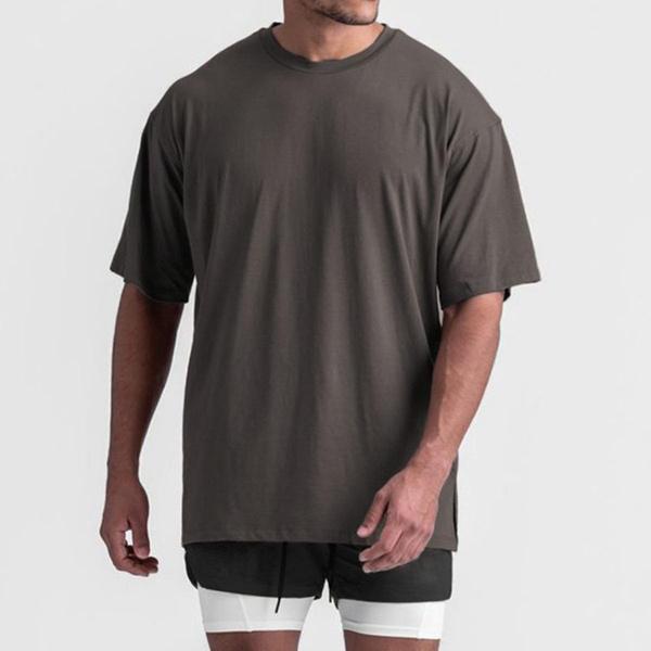 Gym T-shirt Men Cotton Loose Short Sleeved Fitness Sport Plus Size Top