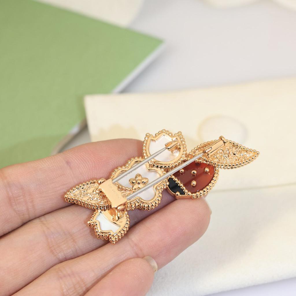 Ladybug Plum Blossom Brooch V Metal Material The Hollowed Out Design Is Overall Light and Three-dimensional  Daily Dressing