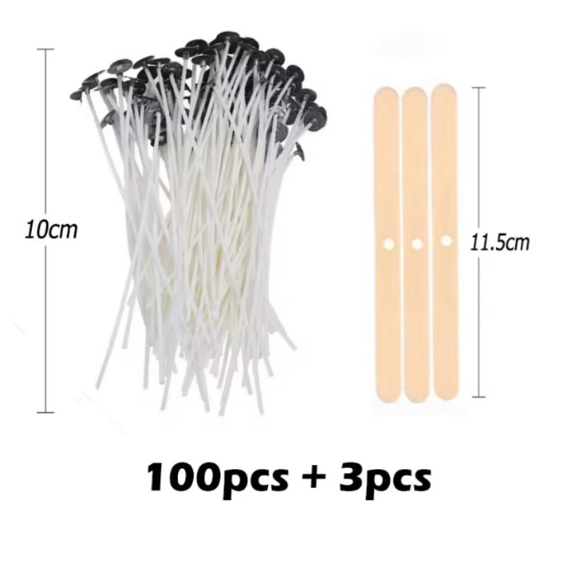 100pcs Waxed Cotton Candle Wicks Set with Stand Original Smokeless Candle Wicks Soy Oil Wax Core Woven Making Candles Supplies