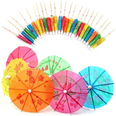 (Nikita) 50PCS Drink Parasols For Cocktail Tropical Drinks Fruit Wine Label Paper Parasol