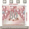 2D Elegant Blush Pink 80th Birthday Party Banner with Confetti
