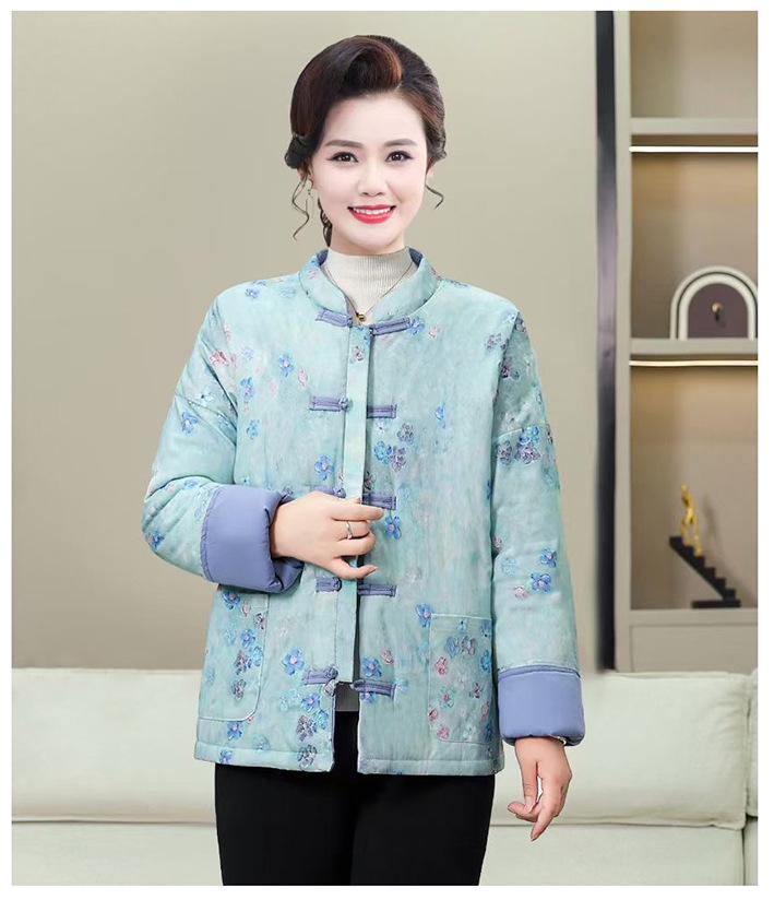 Women's Winter Thickened Warm Cotton Padded Jacket - Chinese Style Loose Outerwear for Middle-Aged and Elderly