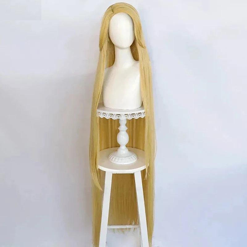 Rapunzel Cosplay Peruk Film Trasslig Prinsessa Lång Blond Rak Värmebeständig Syntetisk Hår Rollspel Anime Peruker + Peruknät