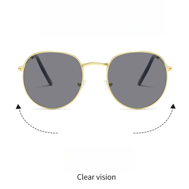 Anti-Blue Light Fashion Oval Frame Sunglasses Retro Circular Trendy Men's and Women's Metal Shades Anti-UV400 Full Rim Glasses