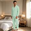 Herren Casual Farb-Pyjama-Set mit durchgeknöpftem Hemd und gerader Hose - Zweiteilige bequeme Nachtwäsche