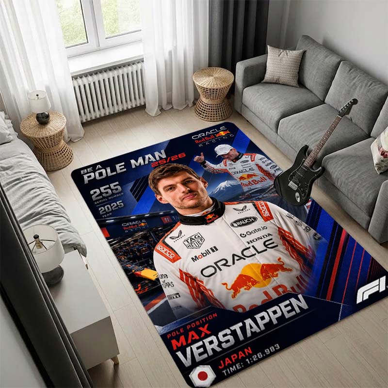 Esteban Ocon F1 Racing Area Rug, Haas Team Driver Portrait Print Floor Mat, Non Slip Carpet for Gamer Room Racing Fan Home Decor