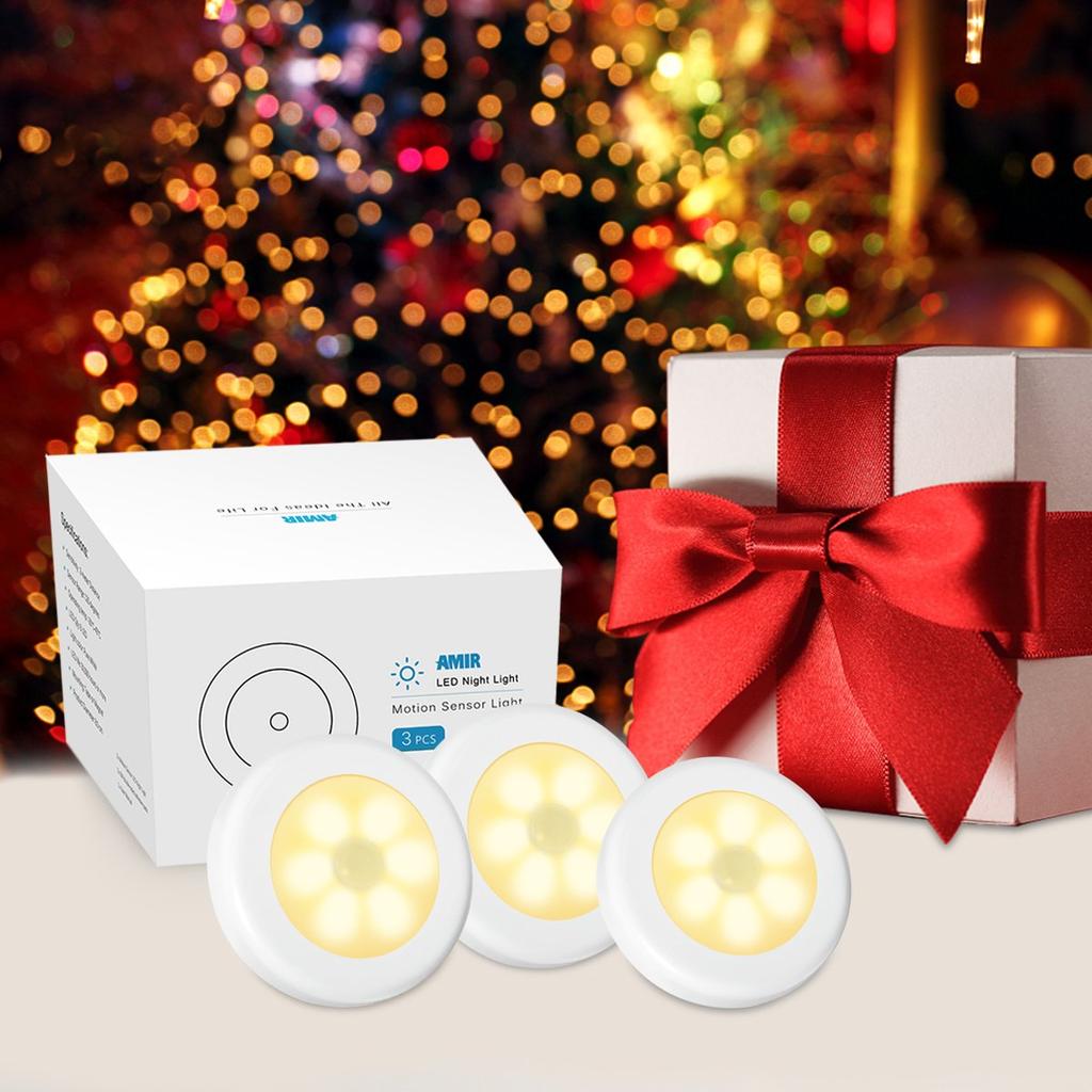 AMIR Motion Sensor LED 3M Night Compact Light, Battery-Operated, Light, Tape, Magnet, Light, Indoor, Wireless, (Warm White)