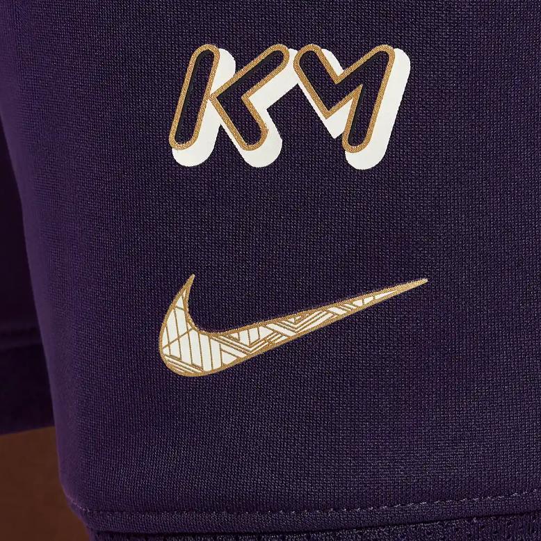 Nike Dri-Fit College Kylian Mbappé Soccer Knit Comfortable Quick-Dry Shorts Men shorts Purple Light-Blue Metallic-Gold HQ3687-585