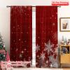 2D Flat Printing 2pcs Happy Christmas Party Curtains Red Snowflakes Festive Christmas Digital Printed Polyester Drapes Family