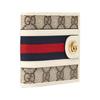 Gucci Ophidia aged old flower logo striped webbing classic recommendation canvas and leather short wallet wallet men's ebony color and white