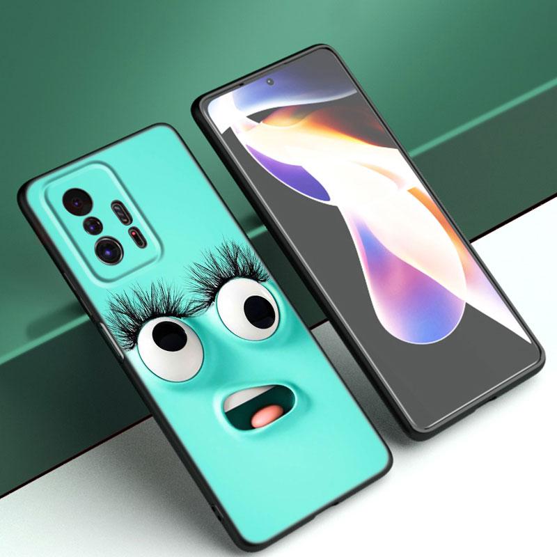 

Чехол для телефона с забавным лицом для Xiaomi Mi A2 8 9 SE Note 10 10T 11 12 Lite 9T 11T 12S 12T Pro A3 6X 12X, мягкий черный чехол из ТПУ Xiaomi 12T Pro 5G