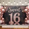 2D Sweet 16th Birthday Backdrop Rose Gold Balloon Party Background