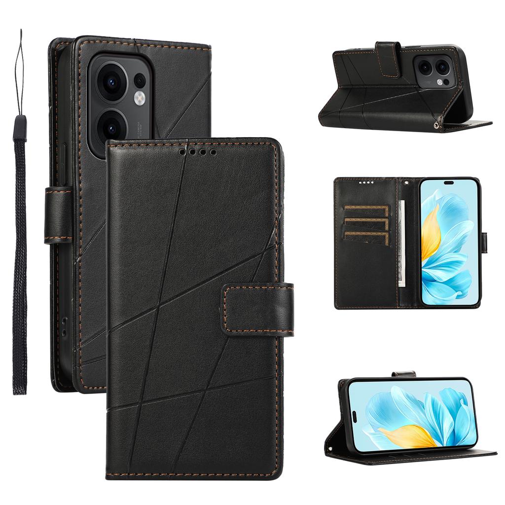 DF-06 For Oppo Reno13 F 5G (Reno 13 FS 5G)/4G Phone Case Line Imprint Leather Wallet Cover