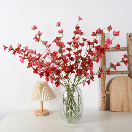 Artificial Crabapple Blossom Stem Realistic Faux Begonia Vine Branch Long Stem Fake Flowers for Spring Summer Indoor Wedding Home Table Centerpiece