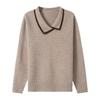Autumn new simple lapel design knitted sweater casual commuting lazy mother top women