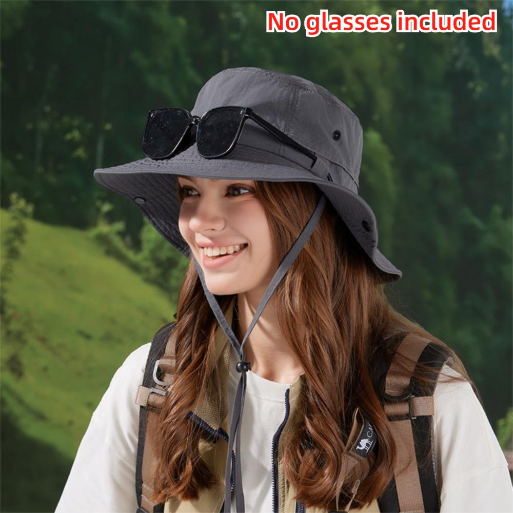 Casual Anti-UV Fisherman Hat Large Brim Waterproof Sunscreen Hats With Glasses Leg Support Bucket Hat Women Men