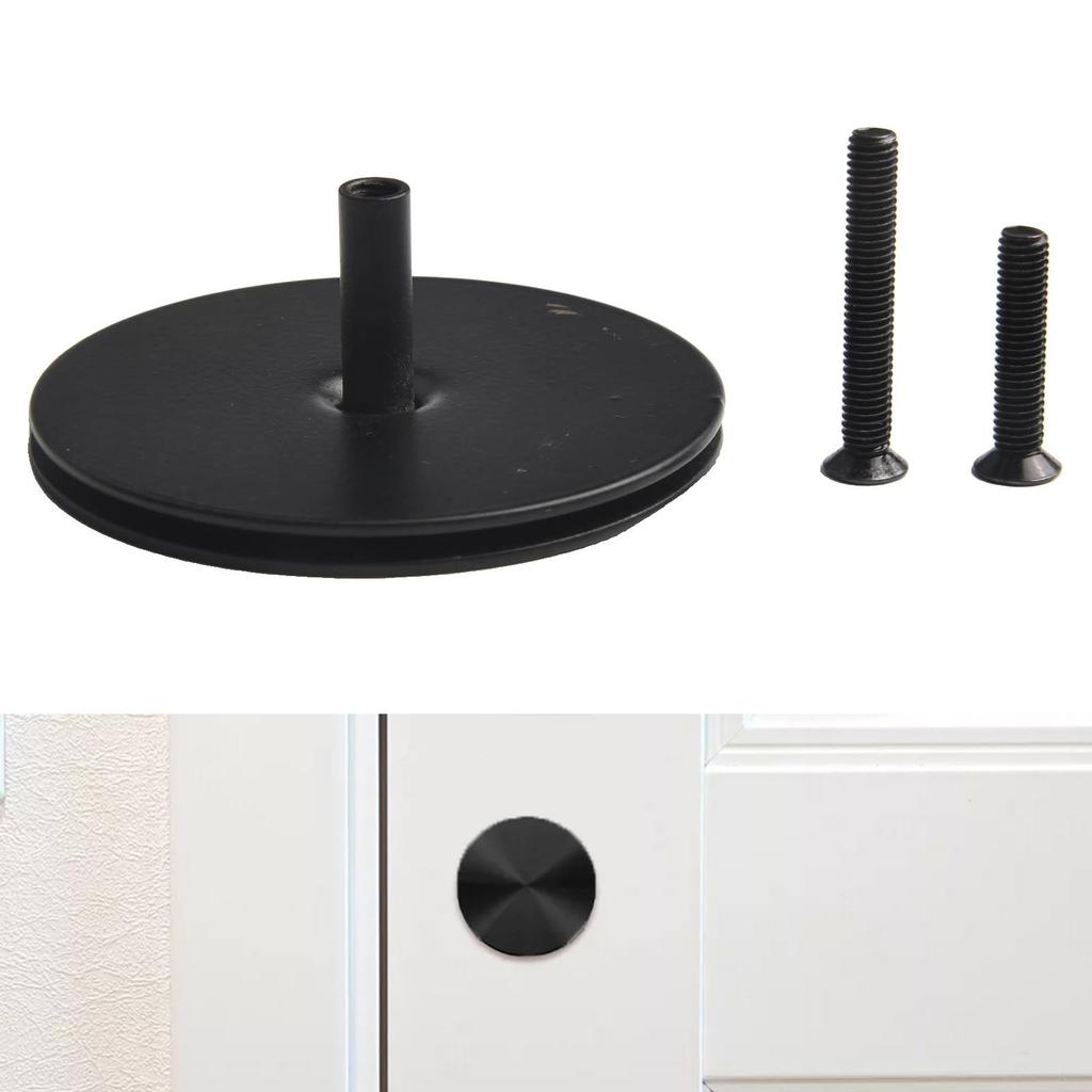 Stylish Black Door Hole Cover Plate with Screws for Quick Installation