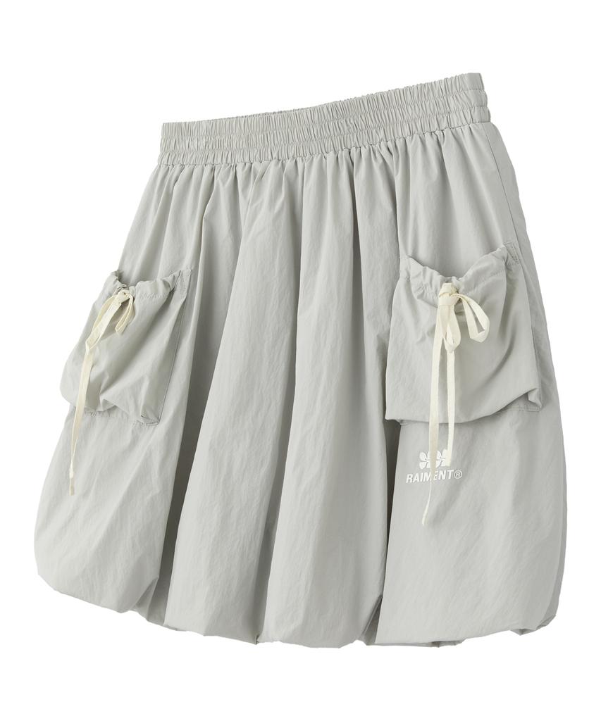 RAIMENT (W) Women'S Pumpkin Balloon Lightweight Nylon Ribbon Skirt_Light Grey