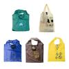 Durable Nylon Reusable Shopping Bags, Cute Animal Print Foldable Tote Bags, Machine Washable, Versatile Grocery & Kitchen Storage Bags In Yellow, Blue
