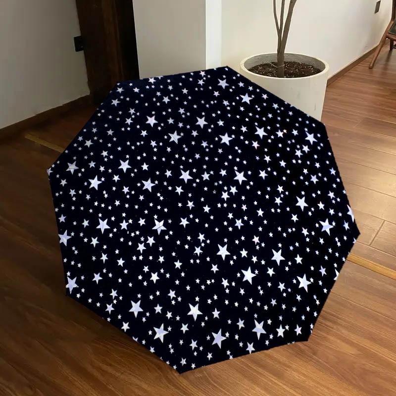 1 szt. Parasol z wzorem gwiazd i kółek, Parasol z automatycznym otwieraniem i zamykaniem, Wysokiej jakości parasol, Idealny prezent dla niej 215