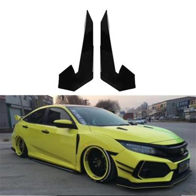 2 Peças Para Honda Civic Type R 2016-2021 Preto Brilhante Divisores Lâminas de Ar Presas Para-choque Dianteiro
