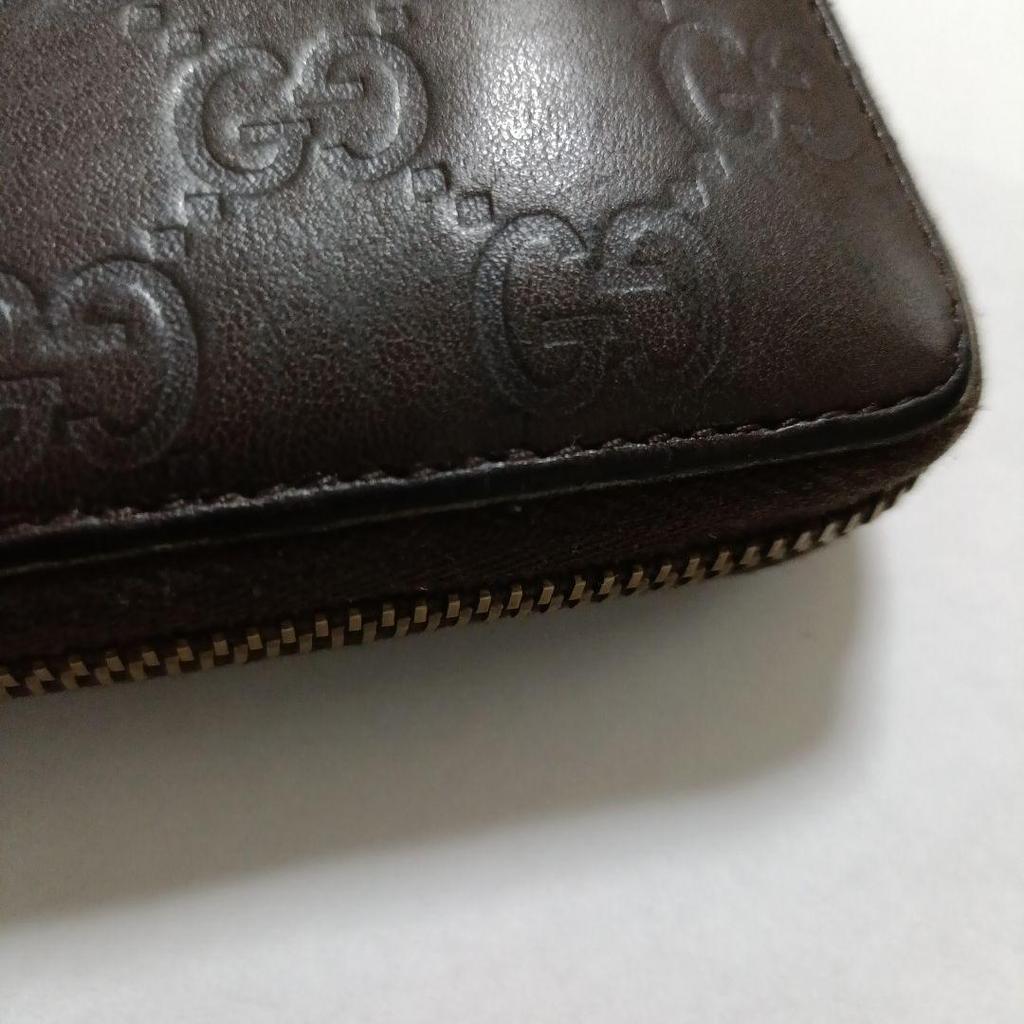Used Gucci brown leather long wallet