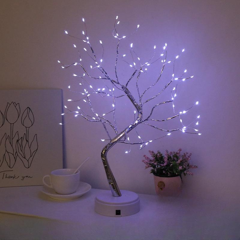 Tree Shaped LED Copper Wire Pearl Tree Light Indoor Bedroom Decoration Small Night Light Living Room Small Ornaments