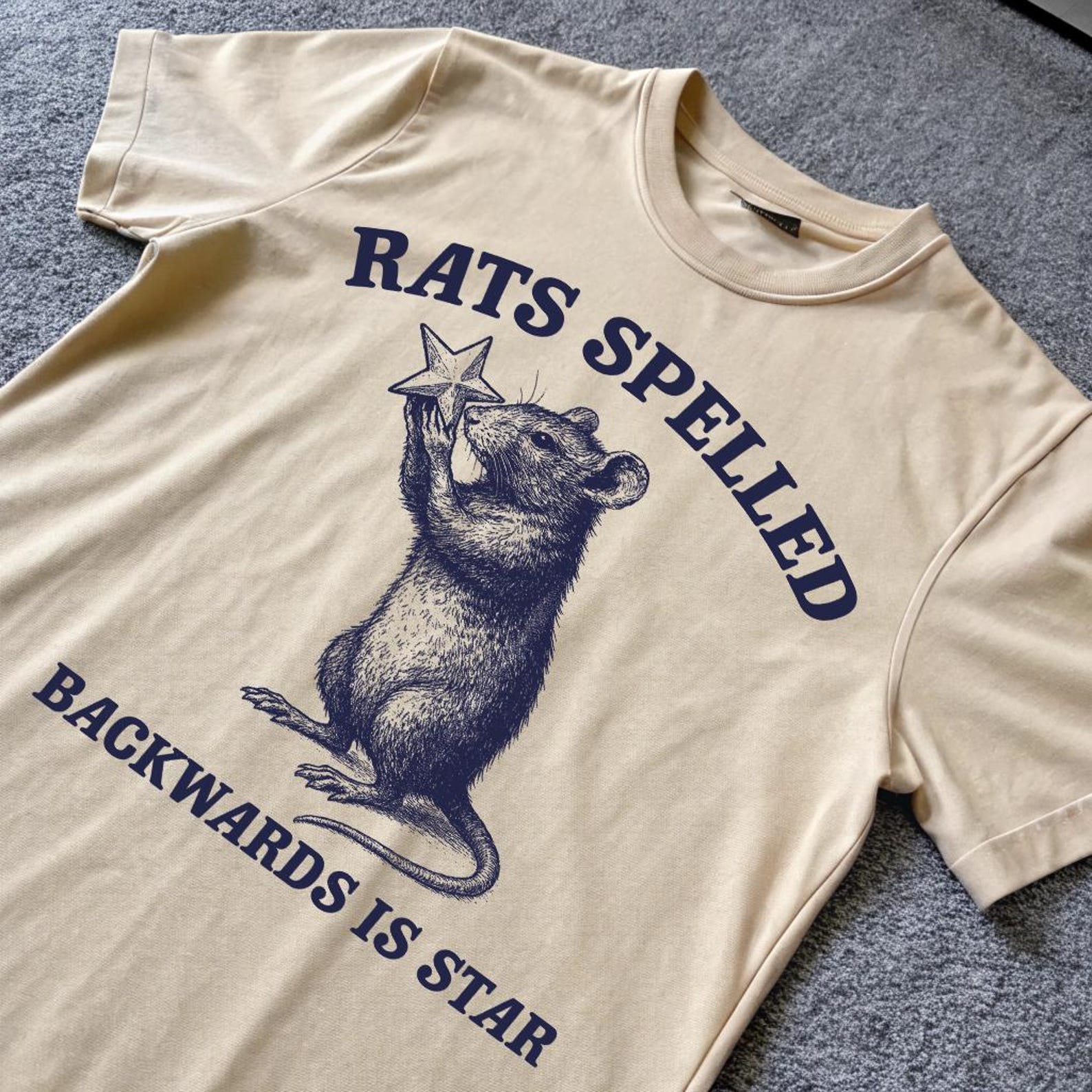 rats spelled backwards is star - unisex t shirt, rat meme shirt, funny silly shirt lovers, meme shirt, Vintage 90s Horror Funny Rats T-Shirt 3XL
