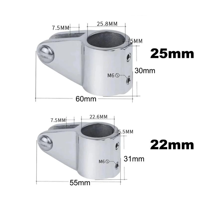 Stainless Steel 316 Double Screw 22Mm 25Mm Bimini Top Fitting Marine Slide Jaw Sleeve Pipe Eye