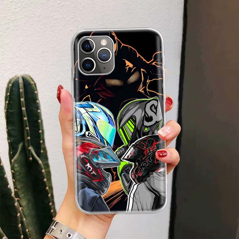 

Motorcycle Rider Helmet For iPhone 17 Air 16 15 14 Plus 13 Mini 12 11 Pro Max Phone Case 16E 7 Print 8 SE Fundas Cover Soft Coqu iPhone 15 Plus