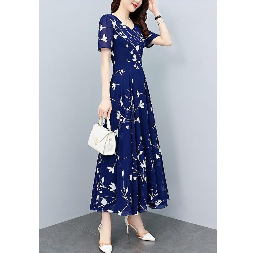 Summer Floral Plus Size Waist-Cinching Dress for Women