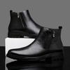 Mode Lässige Leder Chelsea Herrenstiefel mit seitlichem Reißverschluss Komfort Business Schuhe Echtes Leder Spitz Herren Stiefeletten Herren Kleiderschuhe