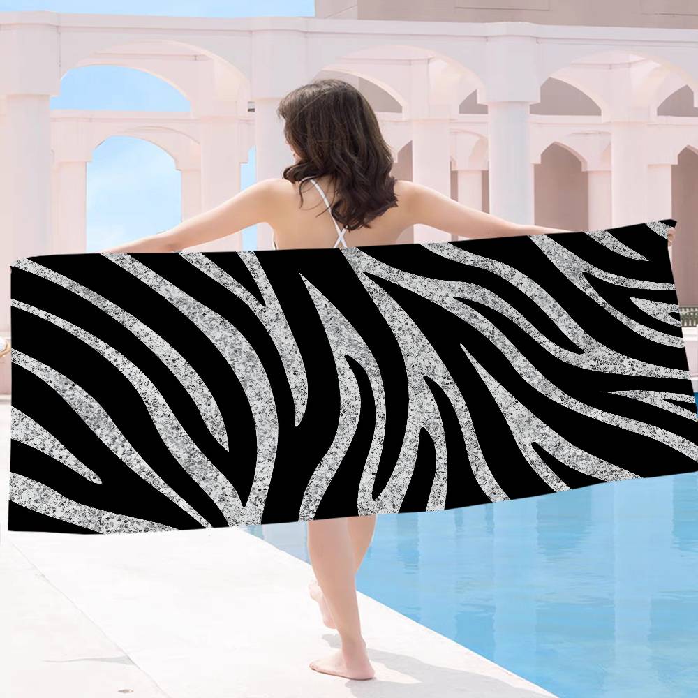 Black White Color Print Zebra Beach Towel Colorful Bath Towels for Girl Microfiber Quick Dry Sand Beach Yoga Spa Gym Pool