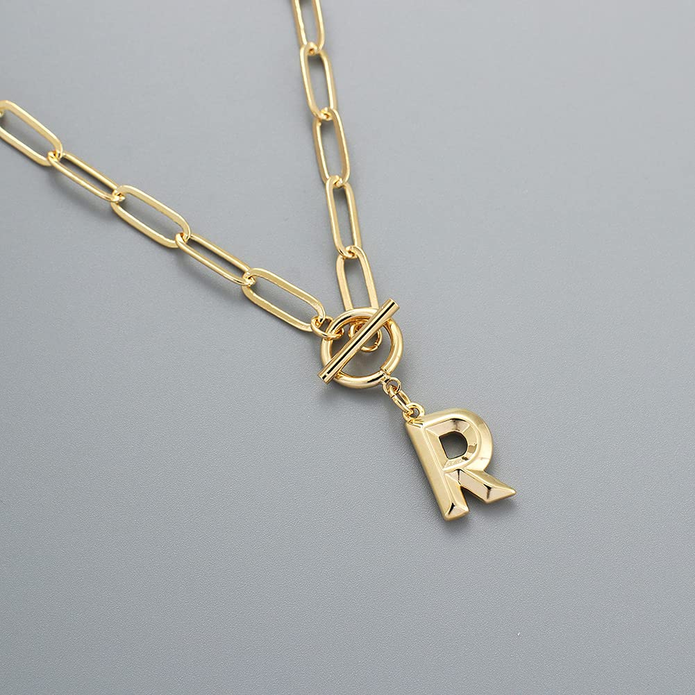 Necklace for Alphabet Necklace for Motif OT Hip Gift [Rockyu] Men, Gold, Women, Simple, A-Z Pendant, Chain, 50cm, Copper, Cool, Hop, Anniversary,