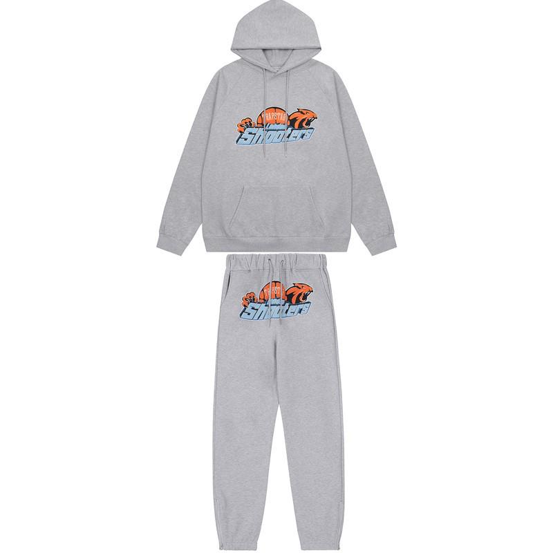 Ensemble Décontracté Hoodie Rouge/Noir Tête de Tigre Brodé Homme & Couple Trapstar Européen & Américain avec Pantalon Long
