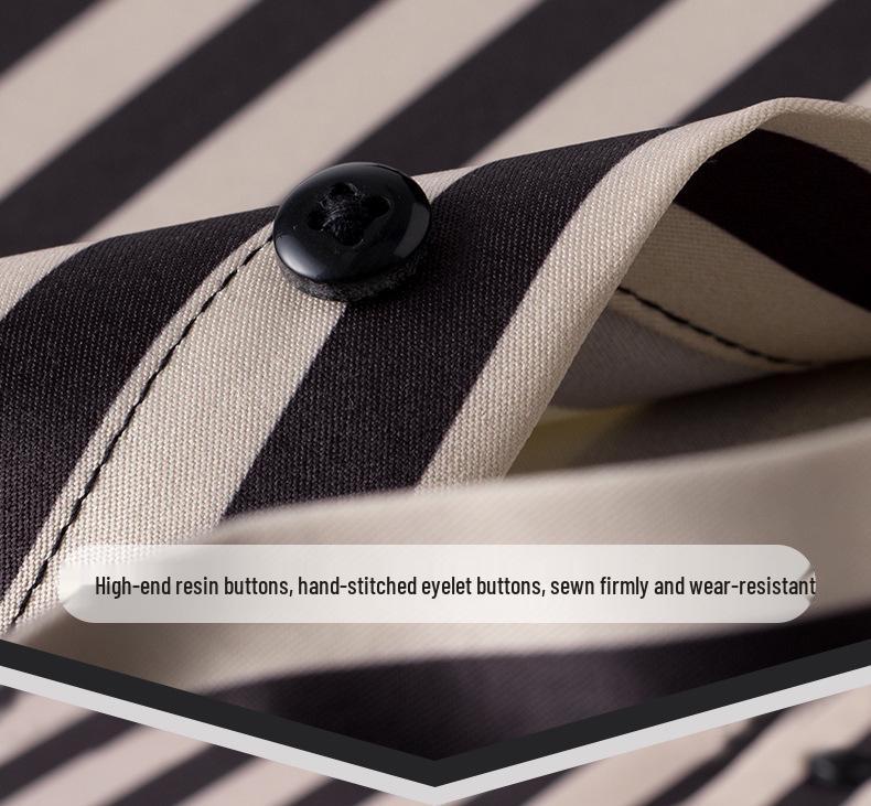 Men's 2618 Striped Stretch Wrinkle-Resistant Casual Long-Sleeve Shirt for All Seasons