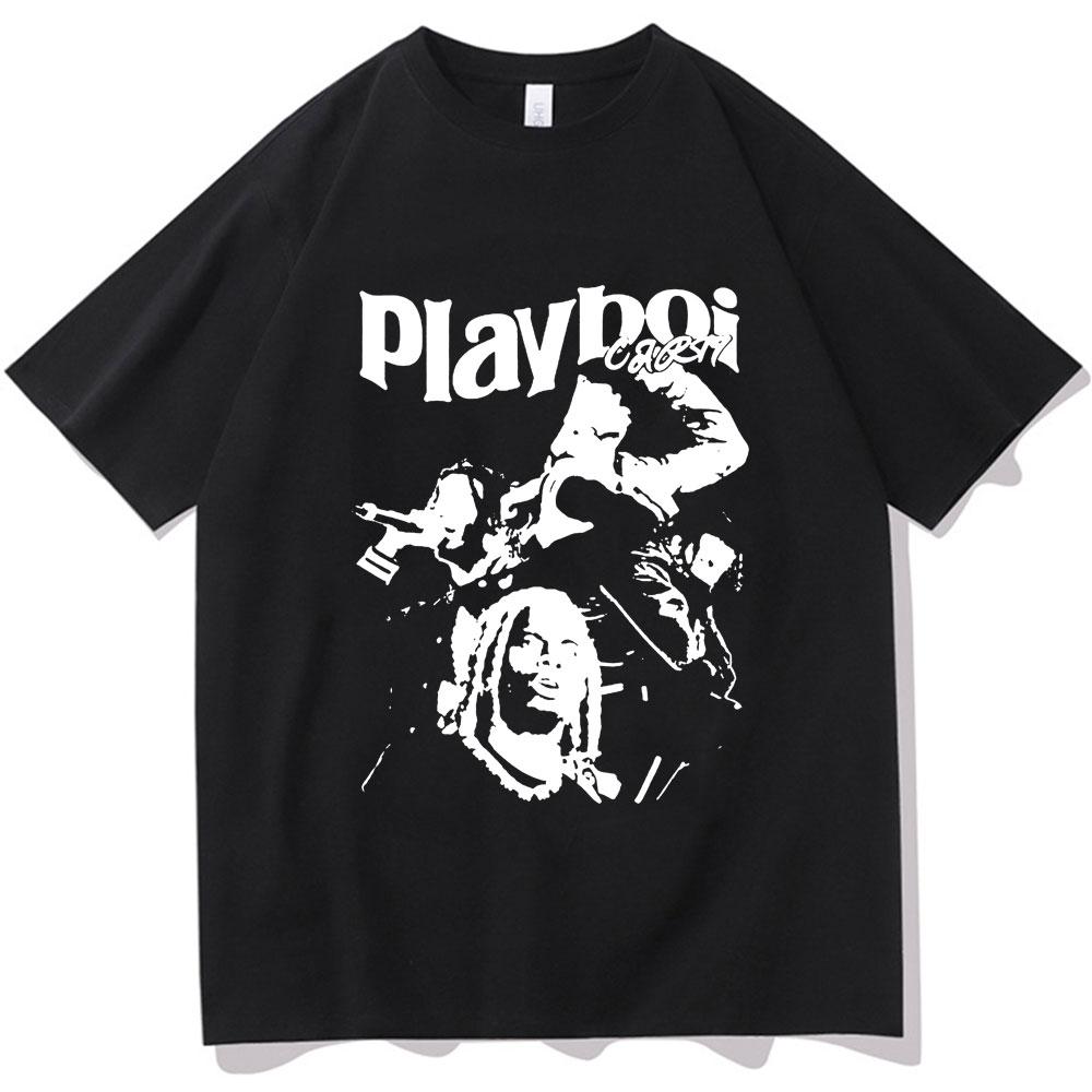 Playboi Carti Red Tour T‑Shirt Graphic Print Unisex Crew Neck Short Sleeve Hip Hop Rapper Tee Casual Streetwear Summer Daily Top for Men Women