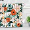 Pink Floral Shower Curtains Dandelion Watercolor Flowers Green Plants Leaves Home Decor Bathroom Fabric Bath Curtain With Hooks