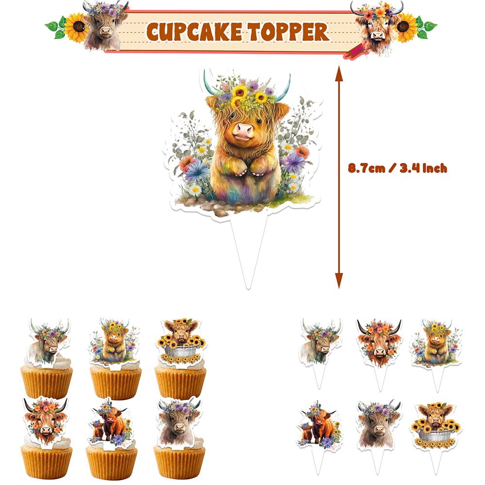 30pcs Highland Cow Party Decorations Include Banner, Balloons, Cake Topper