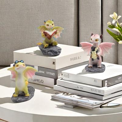 Cute Dragon Ornament Resin Miniature Statue Garden Succulents Home Bedroom Room Decoration Crafts Resin Home Decor Figurine Gift