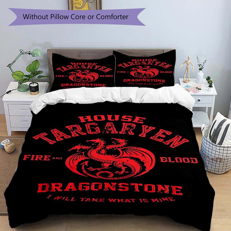 3pcs House Targaryen, Dragonstone Comforter Set - Four Seasons Home High,Machine Washable Bedspread with Pillowcases (No Filling) yy250909027