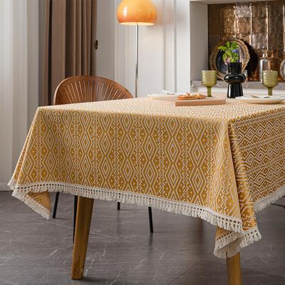 Geometric Tablecloth Famous Rhombus All-Polyester Jacquard Fringed Rectangular Dining Table Coffee Table Tablecloth Cover Towel