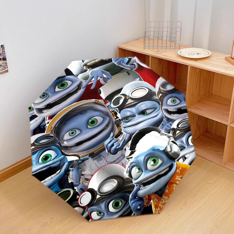 Crazy Frog, Automatic Folding Umbrella, Portable and Foldable Design, 8 Ribs, a Christmas or Birthday Gift.