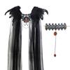 Halloween Cloak Black Feather Mesh Cloak Medium Dress Jewel Bracelet Stage Party Dance