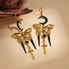 Metal Moon Star Butterfly Cross Tassel Ear Buckle Personality Niche Earrings