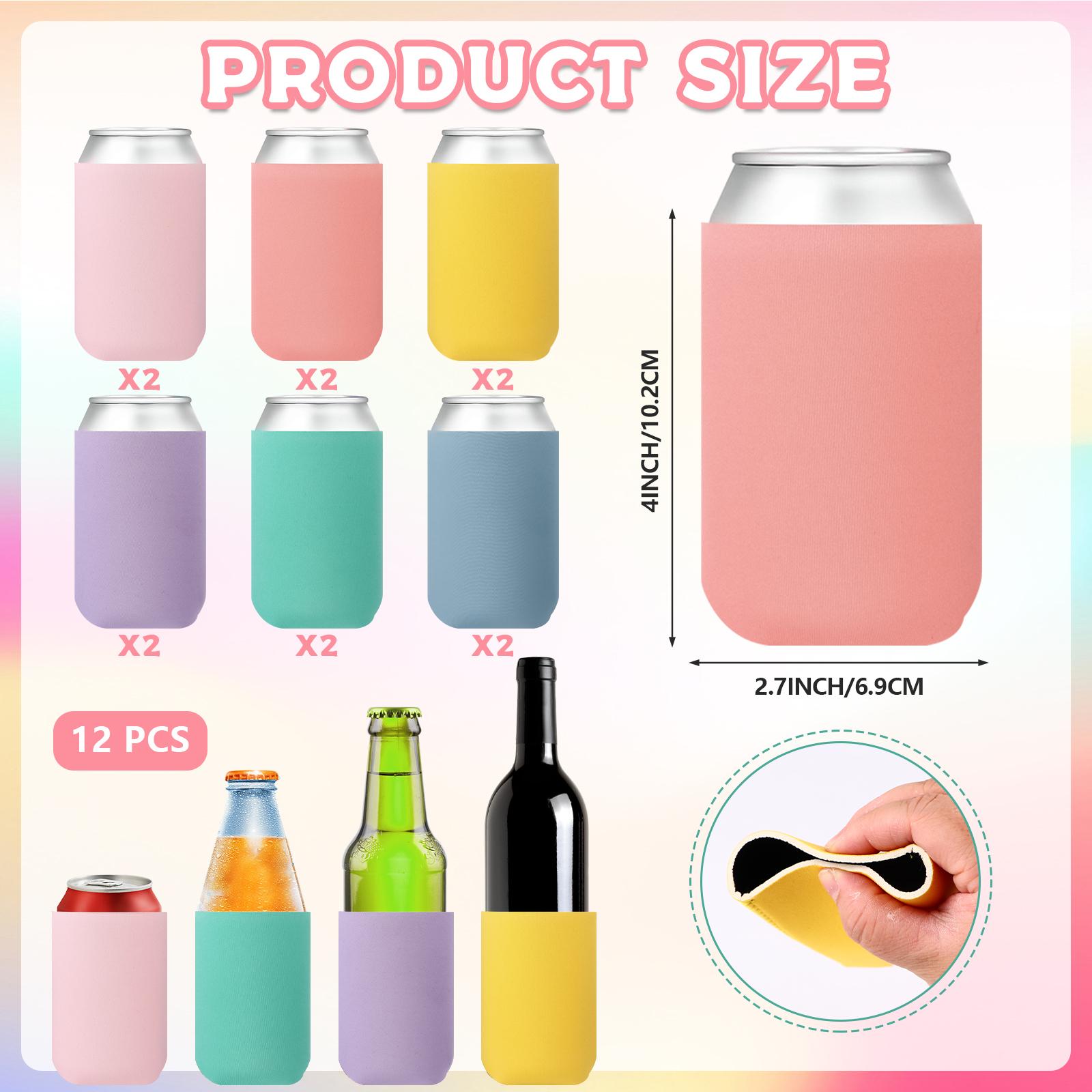 

12-Pack Insulated Neoprene Coffee Sleeves For Hot Drinks Reusable Cup Holders For Winter Neoprene Cozies Macaron Color Set Fits