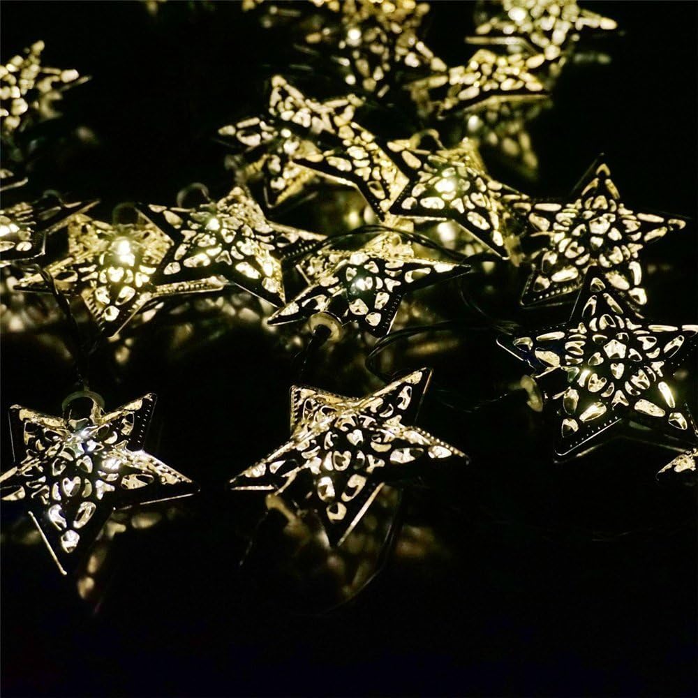 Hann Solar LED Star String Lights 12ft 20LED Decoration Light for Garden, Yard, Home, Landscape Festival Halloween Christmas Party Wedding Tree (20