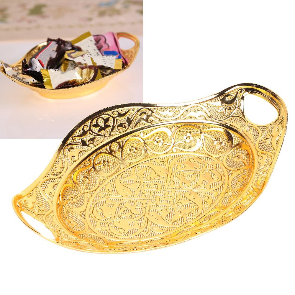 Oval Shape Nut Tray Gold Serving Tray Elegant Jewelry Organizer Tray For Anniversary Parties