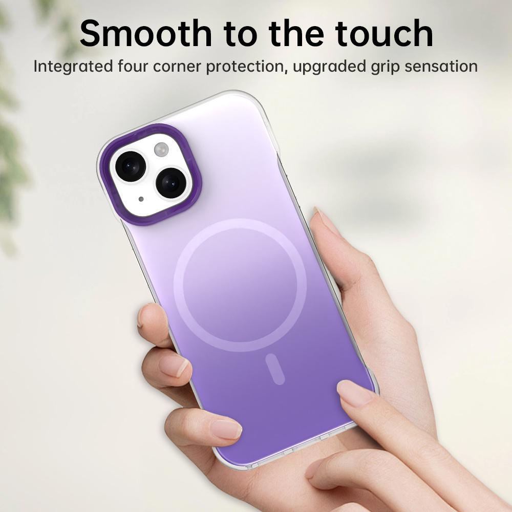 For iPhone 15 Plus/14 Plus Magnetic Case Gradient Design Borderless IMD TPU+PC+PET Phone Cover