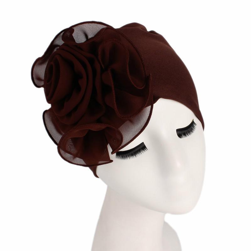 New Woman Beautiful Flower Turban Elastic Cloth Head Cap Hat Ladies Hair Accessories Muslim Women's Hijabs Scarf Cap
